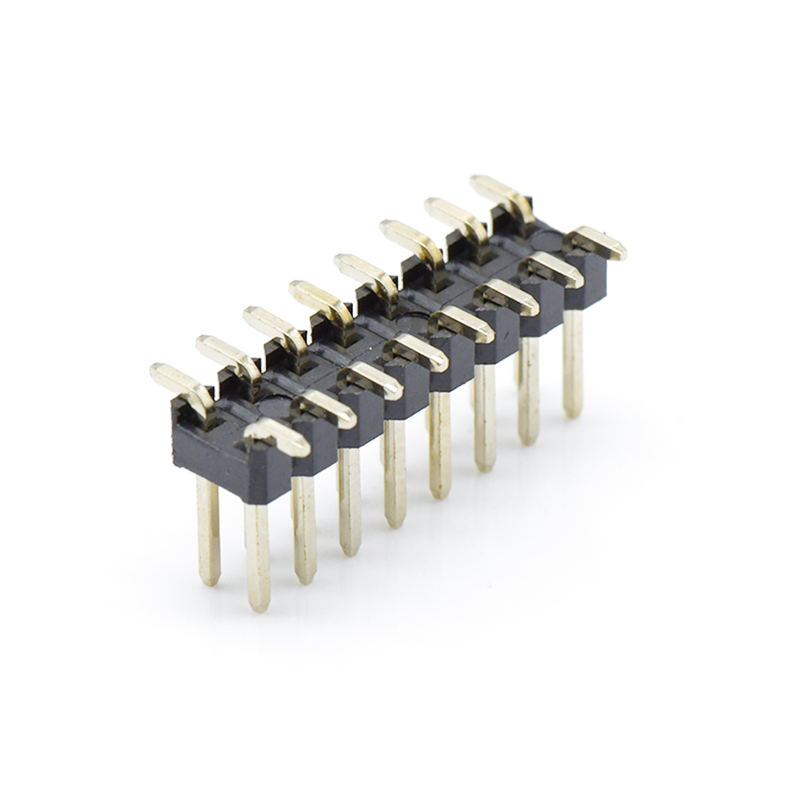 Pitch 2.54mm 180°双排 SMT单塑 排针 2X08Pin 黑色 镀全金G/F