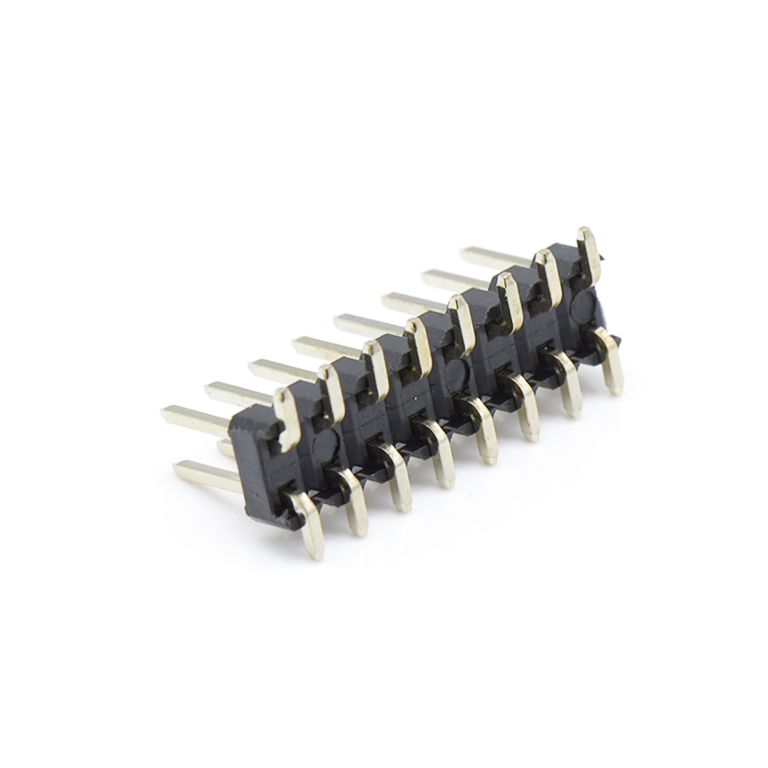 Pitch 2.54mm 180°双排 SMT单塑 排针 2X08Pin 黑色 镀全金G/F