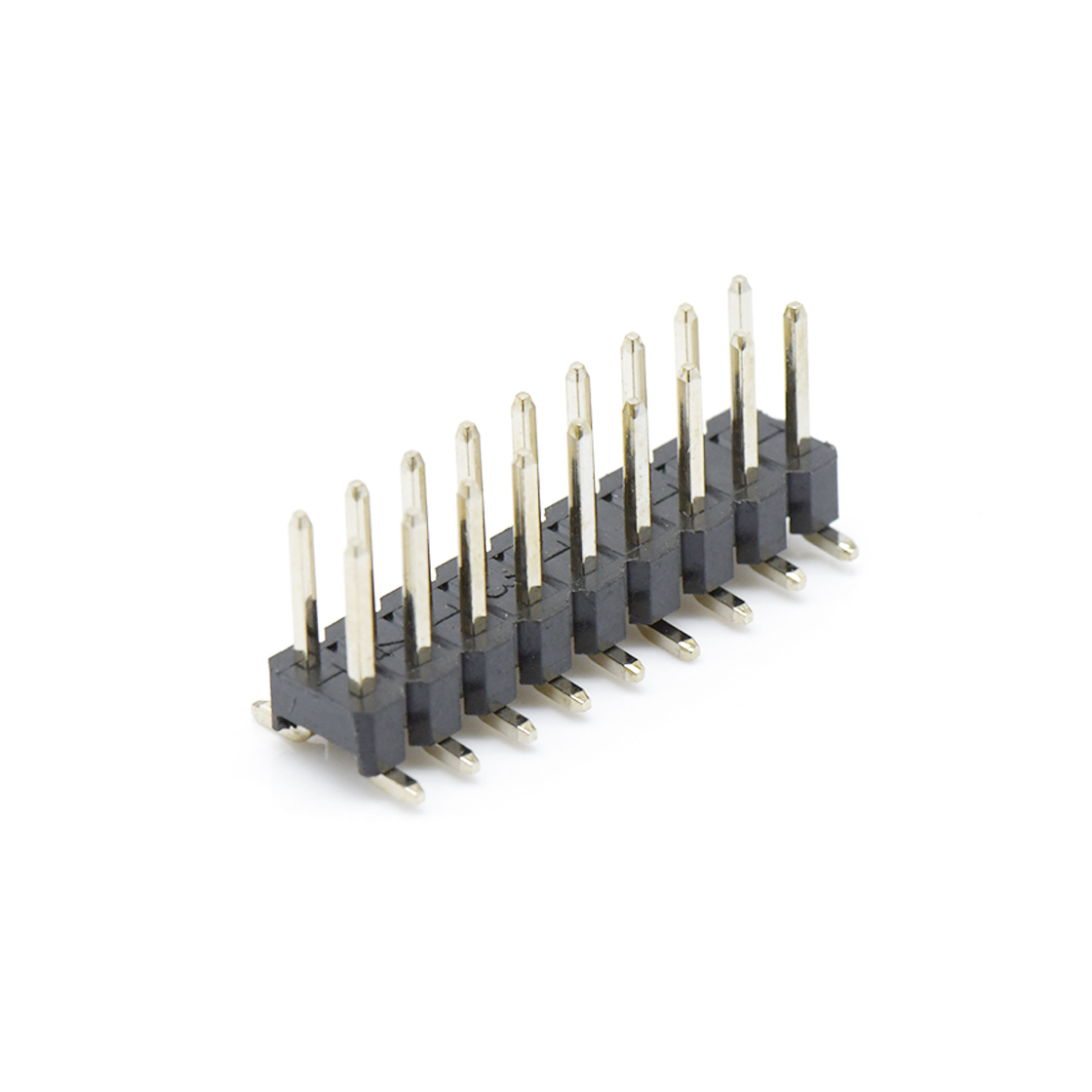 Pitch 2.54mm 180°双排 SMT单塑 排针 2X09Pin 黑色 镀全金G/F