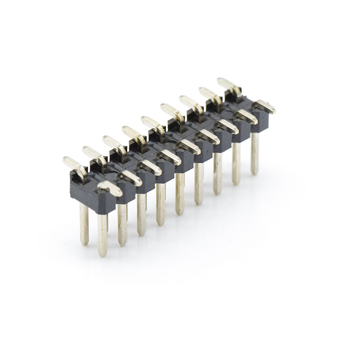 Pitch 2.54mm 180°双排 SMT单塑 排针 2X09Pin 黑色 镀全金G/F