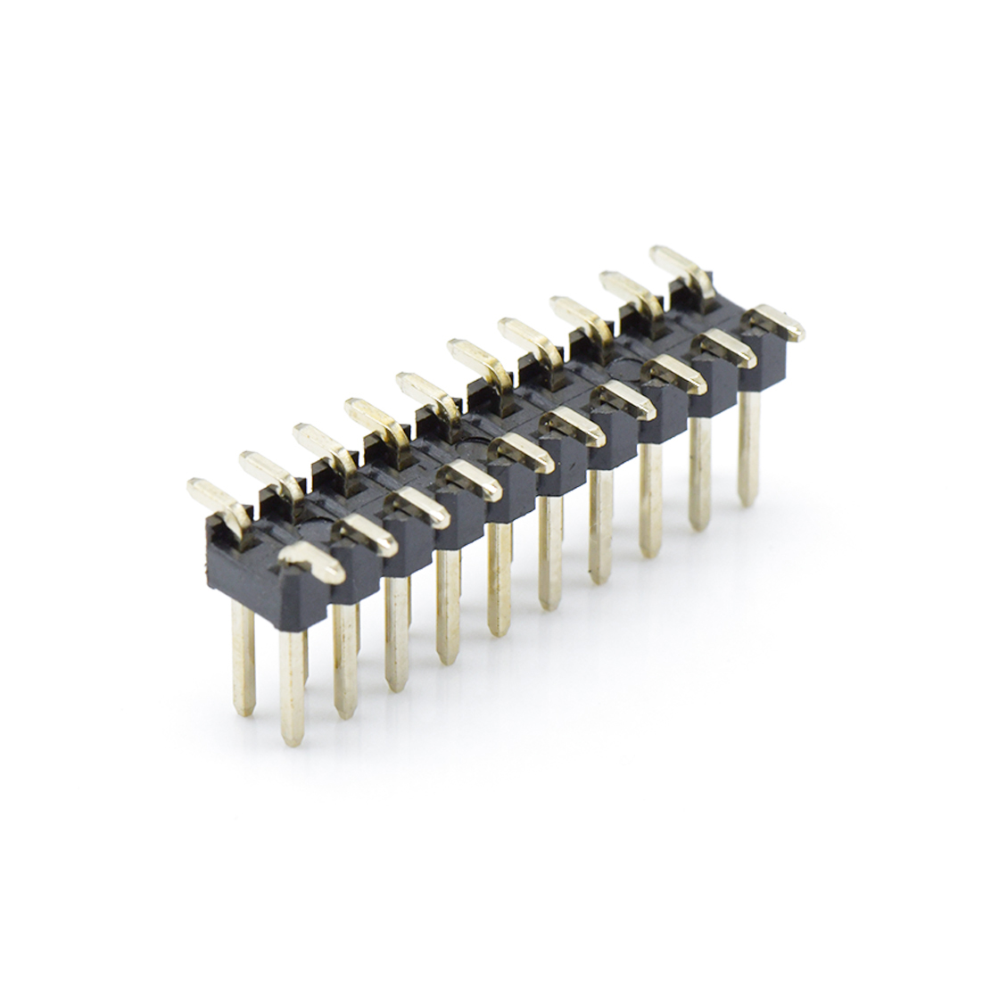 Pitch 2.54mm 180°双排 SMT单塑 排针 2X10Pin 黑色 镀全金G/F