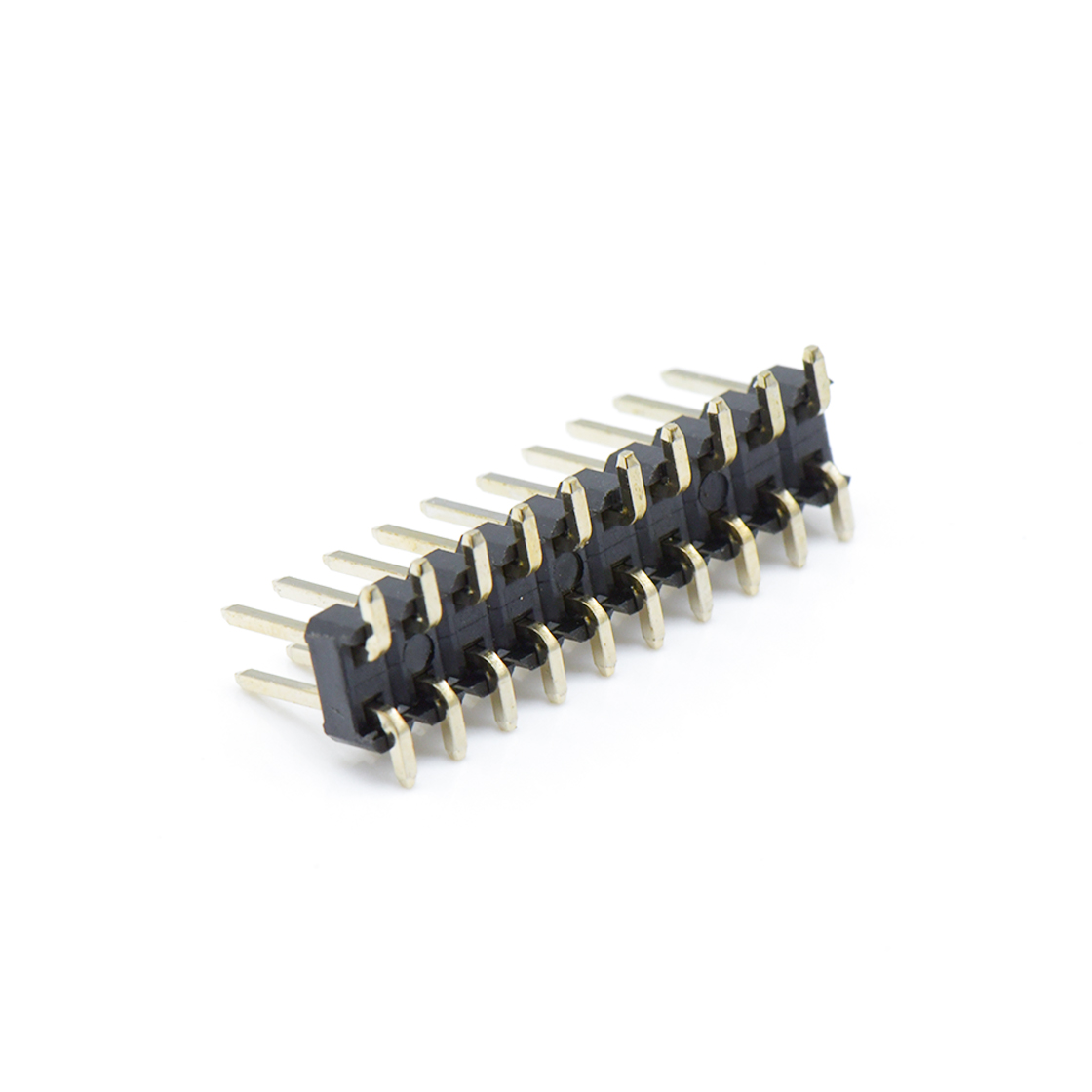Pitch 2.54mm 180°双排 SMT单塑 排针 2X10Pin 黑色 镀全金G/F