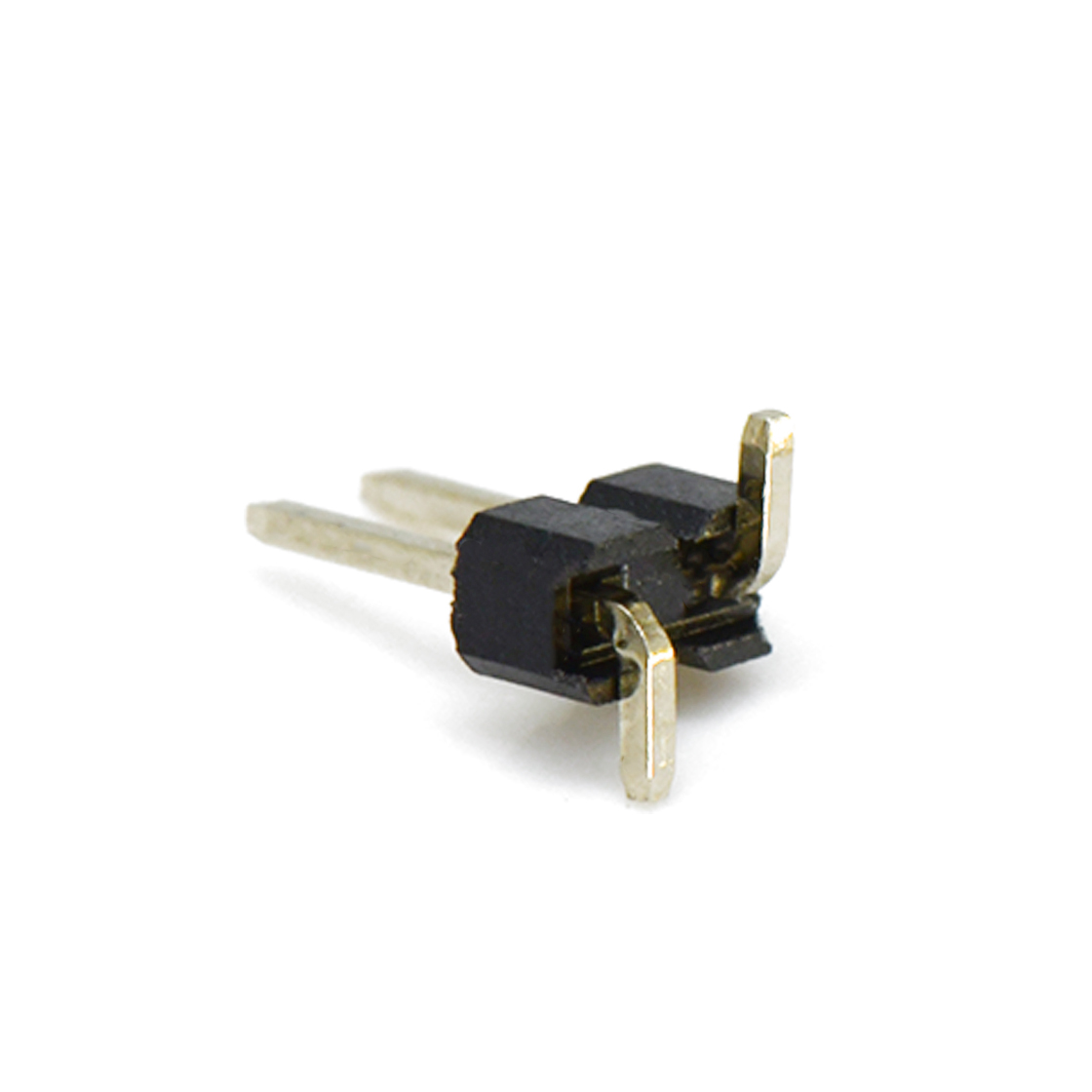 Pitch 2.54mm 180° 单排 单塑排针 1X02Pin 黑色 镀全金G/F
