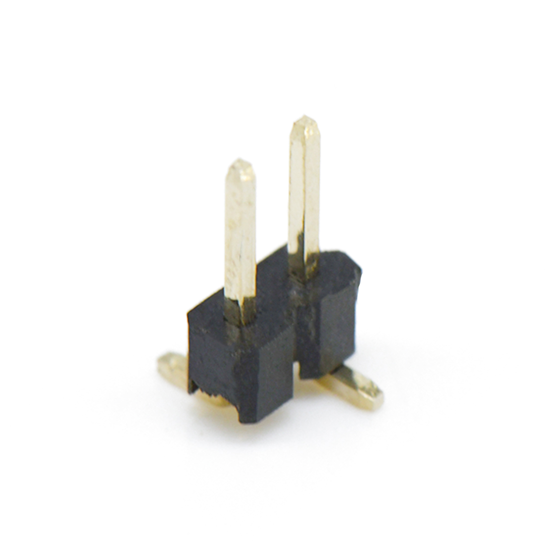 Pitch 2.54mm 180° 单排 单塑排针 1X02Pin 黑色 镀全金G/F