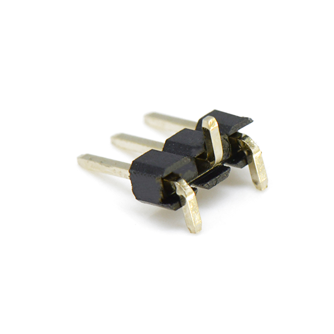 Pitch 2.54mm 180° 单排 单塑排针 1X03Pin 黑色 镀全金G/F