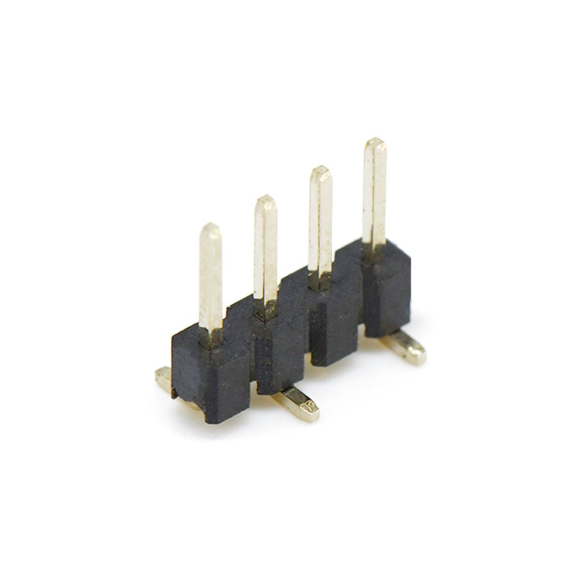 Pitch 2.54mm 180° 单排 单塑排针 1X04Pin 黑色 镀全金G/F