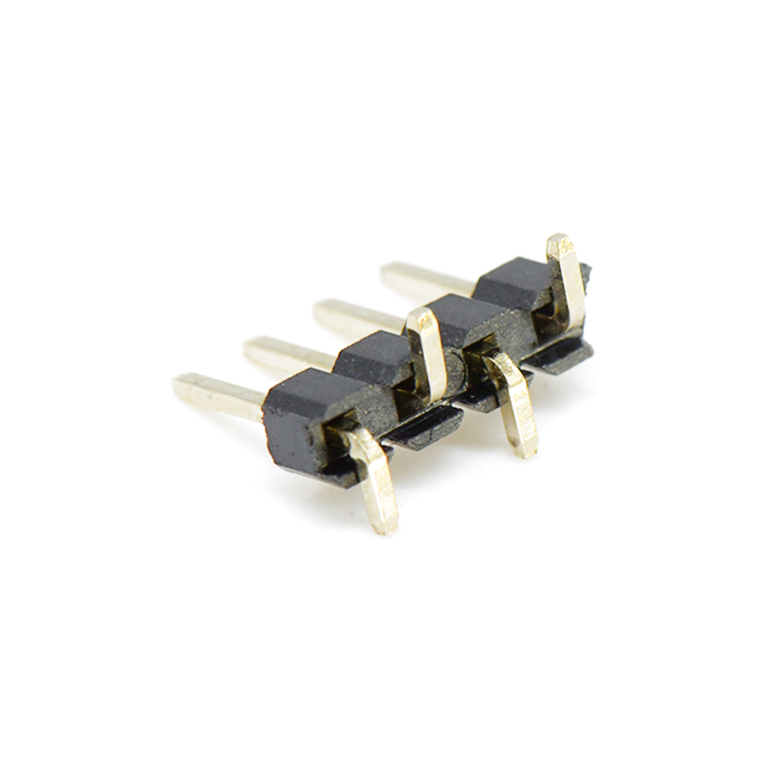 Pitch 2.54mm 180° 单排 单塑排针 1X04Pin 黑色 镀全金G/F