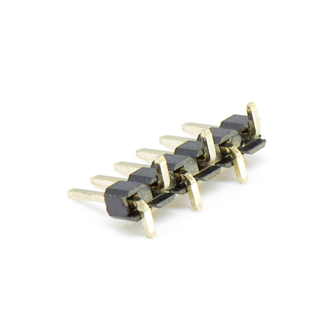 Pitch 2.54mm 180° 单排 单塑排针 1X06Pin 黑色 镀全金G/F