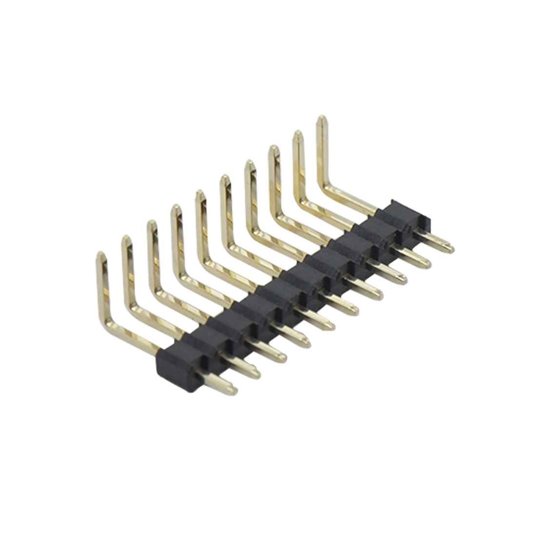 Pitch 2.50mm 90º 单排 DIP 排针 10Pin 黑色 G/F