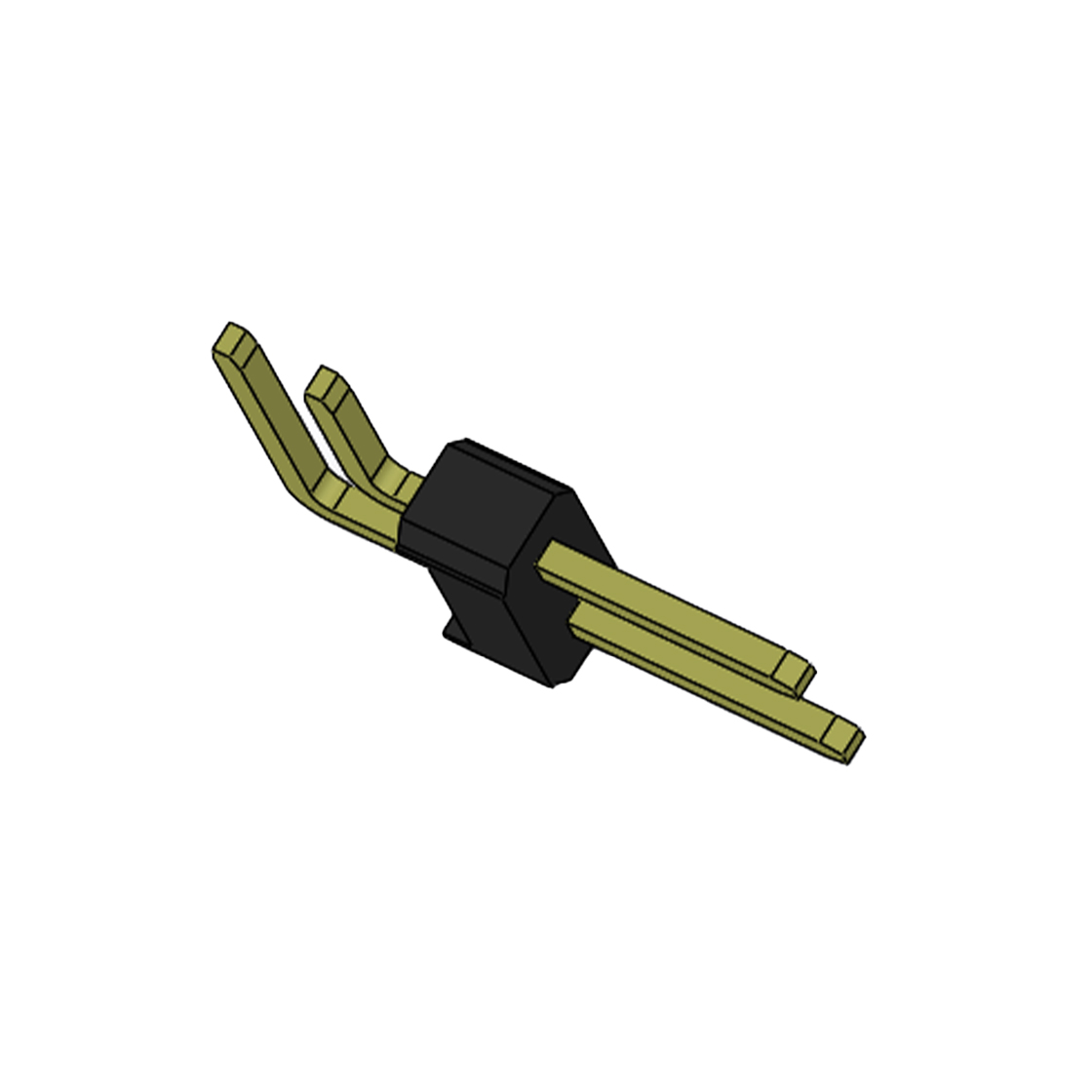 Pitch 2.54mm 90° 双排 DIP 单塑排针 2X01Pin 黑色 PA6T,94V-0 镀全金G/F 无卤
