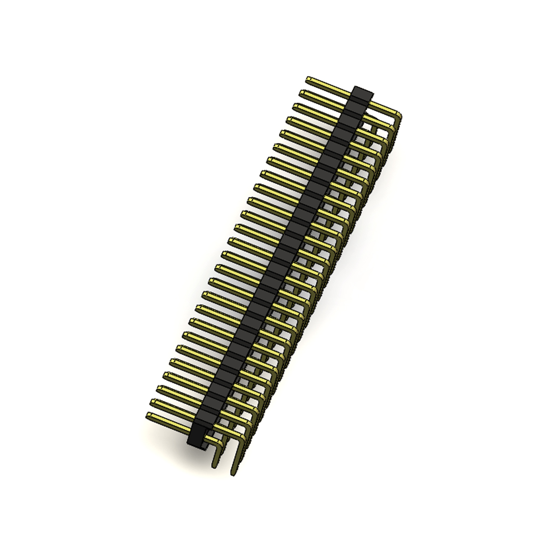 Pitch 2.54mm 90° 双排 DIP 单塑排针 2X25Pin 黑色 PA6T,94V-0 镀全金G/F 无卤