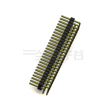 Pitch 2.54mm 90° 双排 DIP 单塑排针 2X25Pin 黑色 PA6T,94V-0 镀全金G/F 无卤