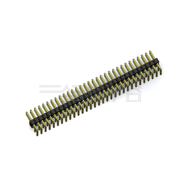 Pitch 2.54mm 90° 双排 DIP 单塑排针 2X31Pin 黑色 PA6T,94V-0 镀全金G/F 无卤