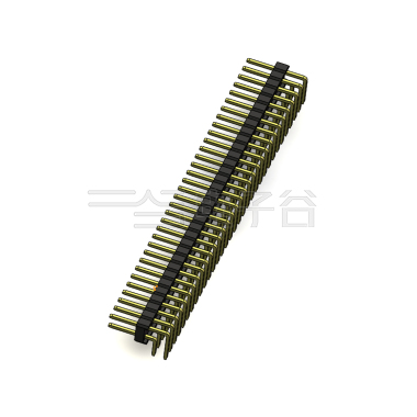 Pitch 2.54mm 90° 双排 DIP 单塑排针 2X33Pin 黑色 PA6T,94V-0 镀全金G/F 无卤