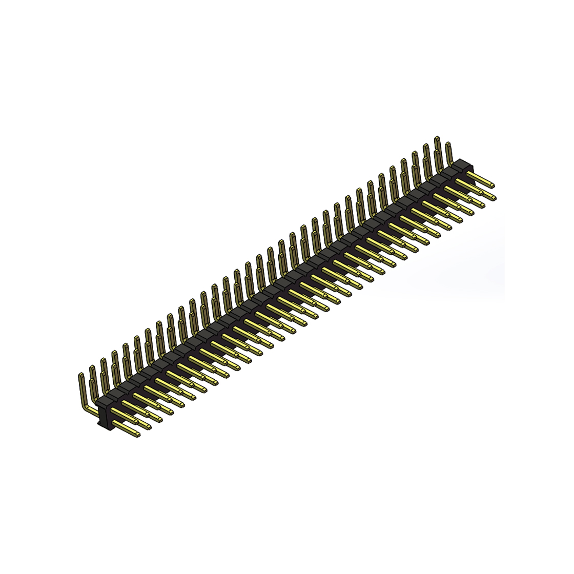 Pitch 2.54mm 90° 双排 DIP 单塑排针 2X33Pin 黑色 PA6T,94V-0 镀全金G/F 无卤