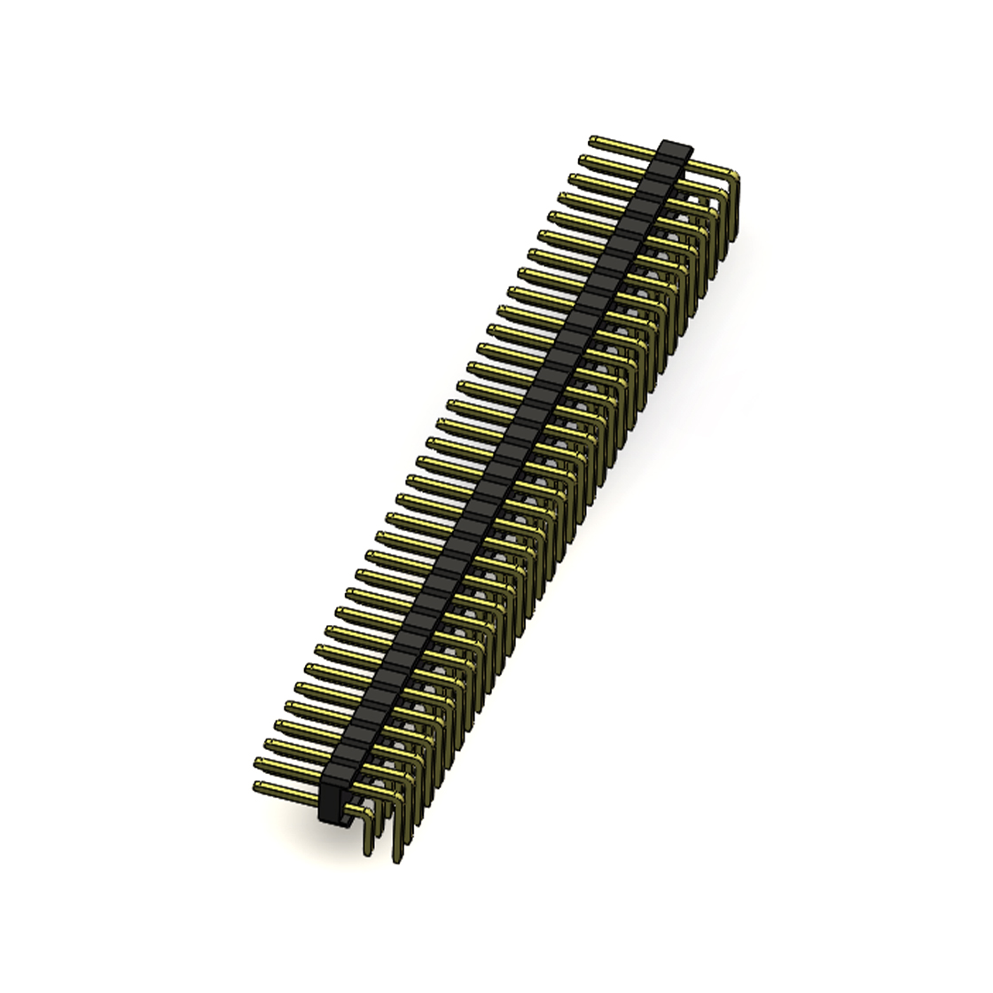Pitch 2.54mm 90° 双排 DIP 单塑排针 2X34Pin 黑色 PA6T,94V-0 镀全金G/F 无卤