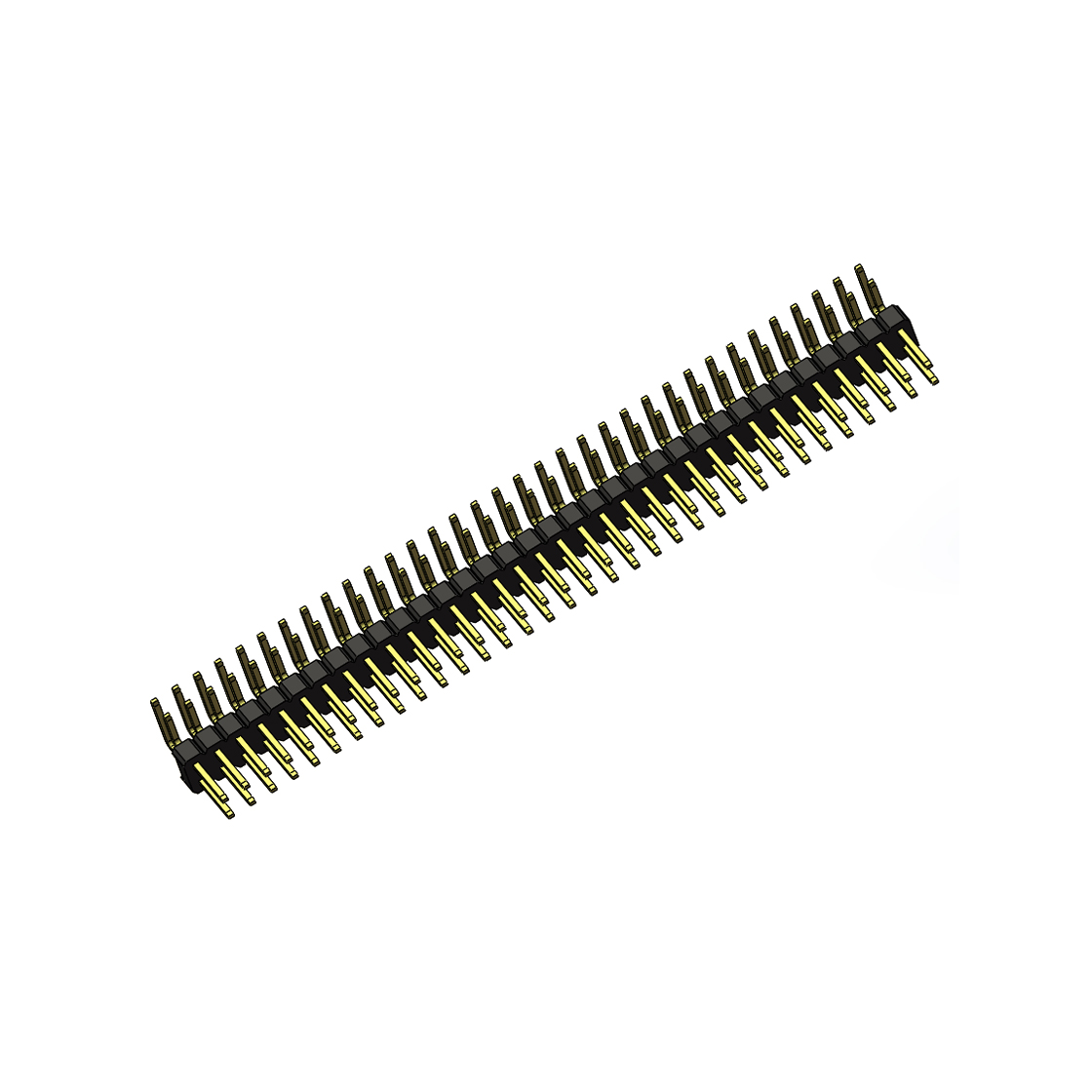 Pitch 2.54mm 90° 双排 DIP 单塑排针 2X34Pin 黑色 PA6T,94V-0 镀全金G/F 无卤