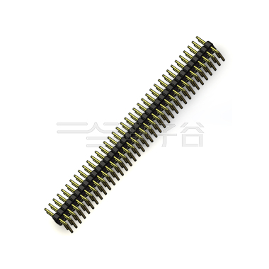 Pitch 2.54mm 90° 双排 DIP 单塑排针 2X39Pin 黑色 PA6T,94V-0 镀全金G/F 无卤