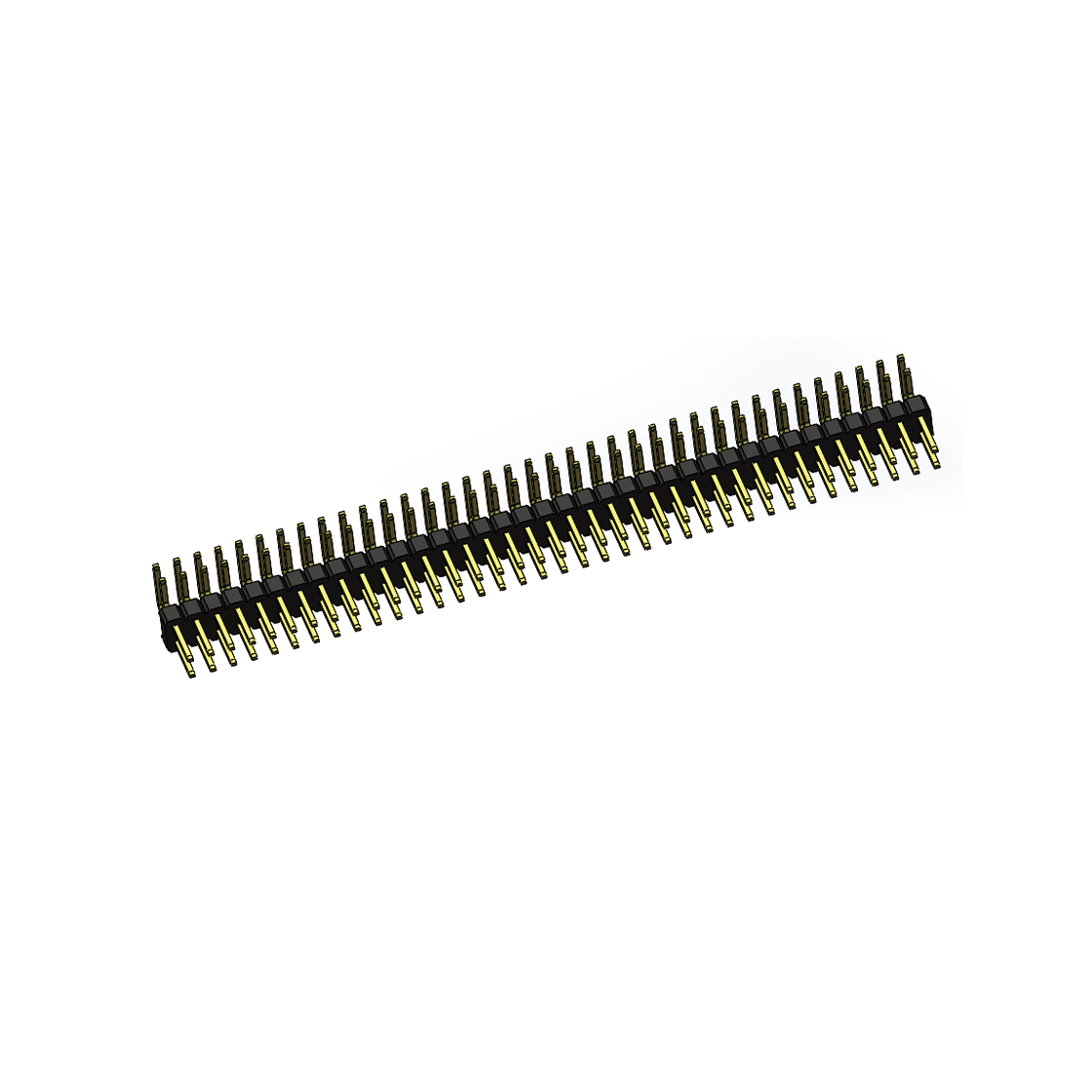 Pitch 2.54mm 90° 双排 DIP 单塑排针 2X39Pin 黑色 PA6T,94V-0 镀全金G/F 无卤