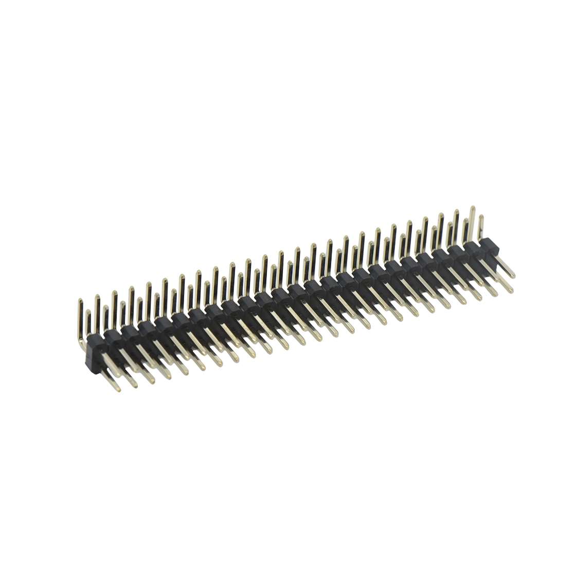 Pitch 2.54mm 90°双排 DIP 单塑排针 2X25Pin 黑色 PA6T,94V-0 镀全金G/F 无卤