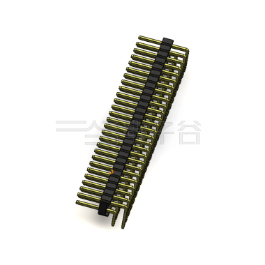 Pitch 2.54mm 90°双排 DIP 单塑排针 2X26Pin 黑色 PA6T,94V-0 镀全金G/F 无卤