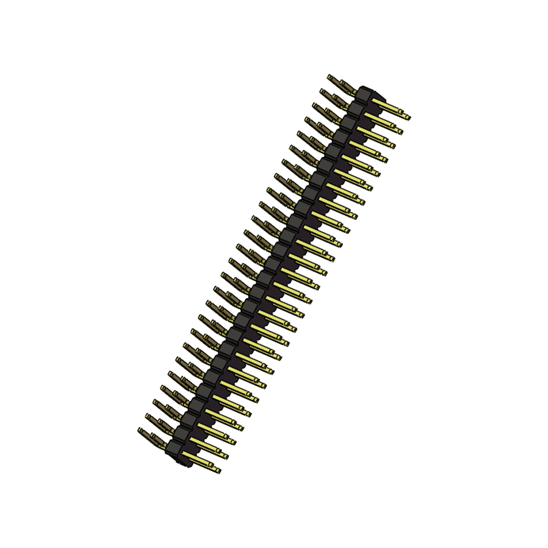 Pitch 2.54mm 90°双排 DIP 单塑排针 2X26Pin 黑色 PA6T,94V-0 镀全金G/F 无卤