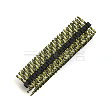 Pitch 2.54mm 90°双排 DIP 单塑排针 2X27Pin 黑色 PA6T,94V-0 镀全金G/F 无卤