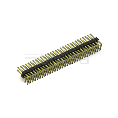Pitch 2.54mm 90°双排 DIP 单塑排针 2X30Pin 黑色 PA6T,94V-0 镀全金G/F 无卤