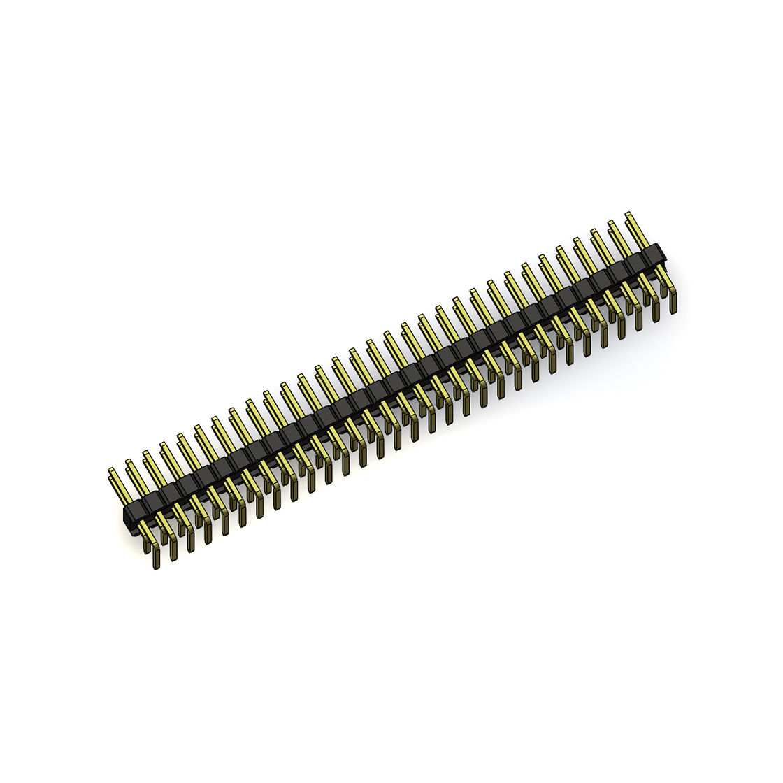 Pitch 2.54mm 90°双排 DIP 单塑排针 2X31Pin 黑色 PA6T,94V-0 镀全金G/F 无卤