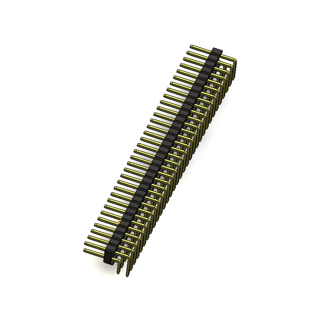 Pitch 2.54mm 90°双排 DIP 单塑排针 2X33Pin 黑色 PA6T,94V-0 镀全金G/F 无卤