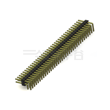 Pitch 2.54mm 90°双排 DIP 单塑排针 2X35Pin 黑色 PA6T,94V-0 镀全金G/F 无卤