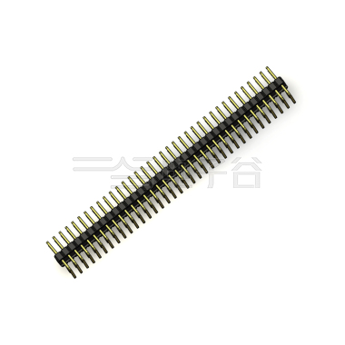 Pitch 2.54mm 90°双排 DIP 单塑排针 2X36Pin 黑色 PA6T,94V-0 镀全金G/F 无卤
