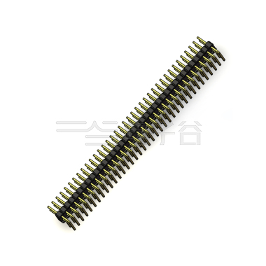 Pitch 2.54mm 90°双排 DIP 单塑排针 2X37Pin 黑色 PA6T,94V-0 镀全金G/F 无卤