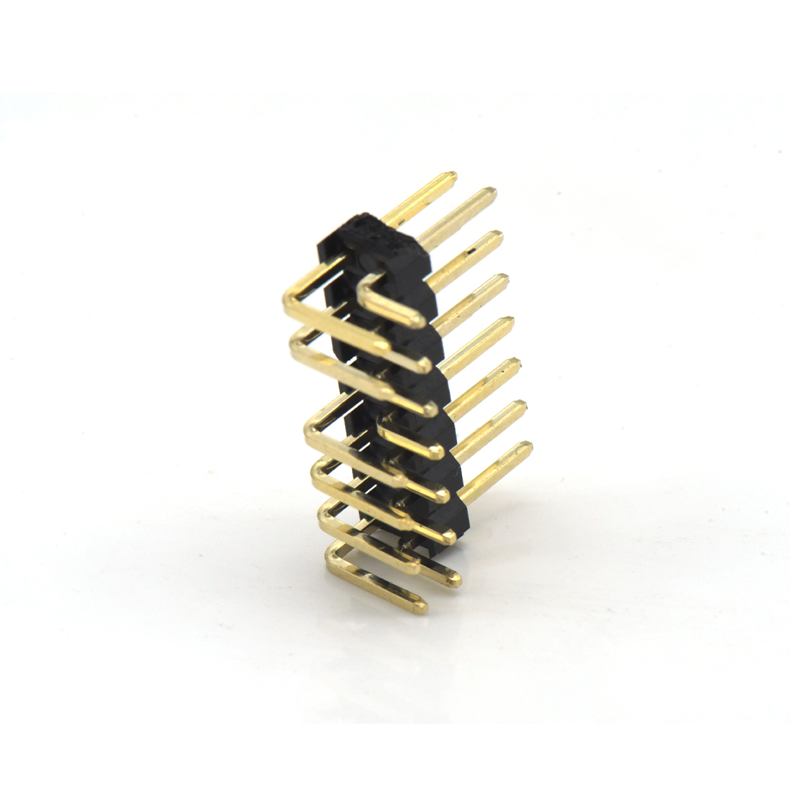 Pitch 2.54mm 90° 双排 DIP 单塑排针 空第6P 2X7Pin 黑色 镀全金G/F
