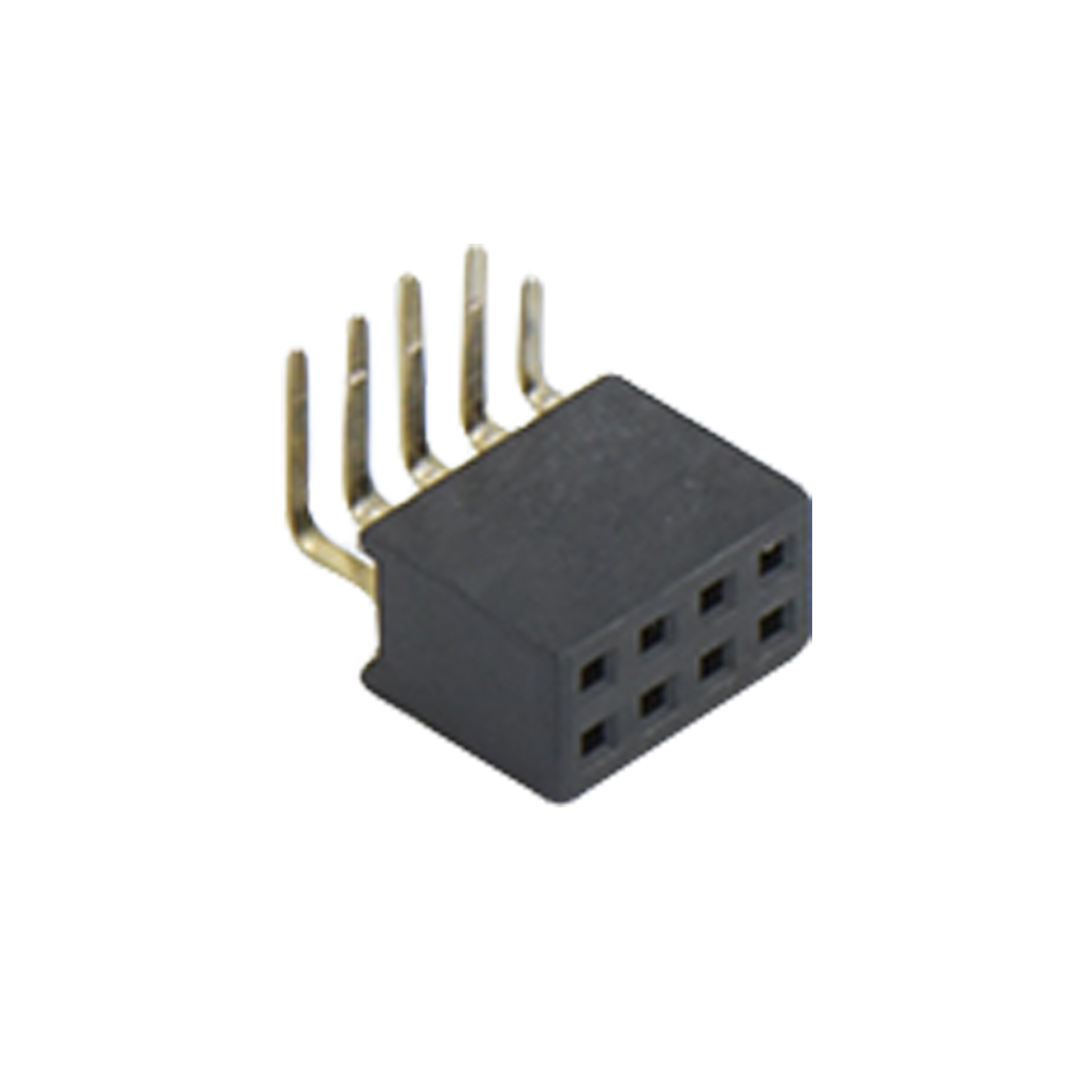 Pitch 1.27mm 90° 双排 DIP 排母 2X04Pin 黑色 镀全金G/F
