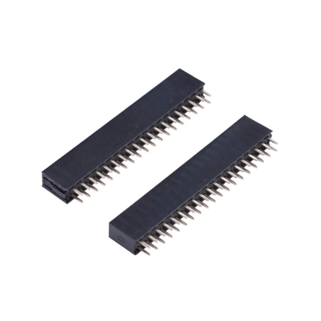 Pitch 2.54mm 180° 双排 DIP Y型排母 H8.5W5.0 PC:3.1 2X19Pin 黑色 镀全金G/F