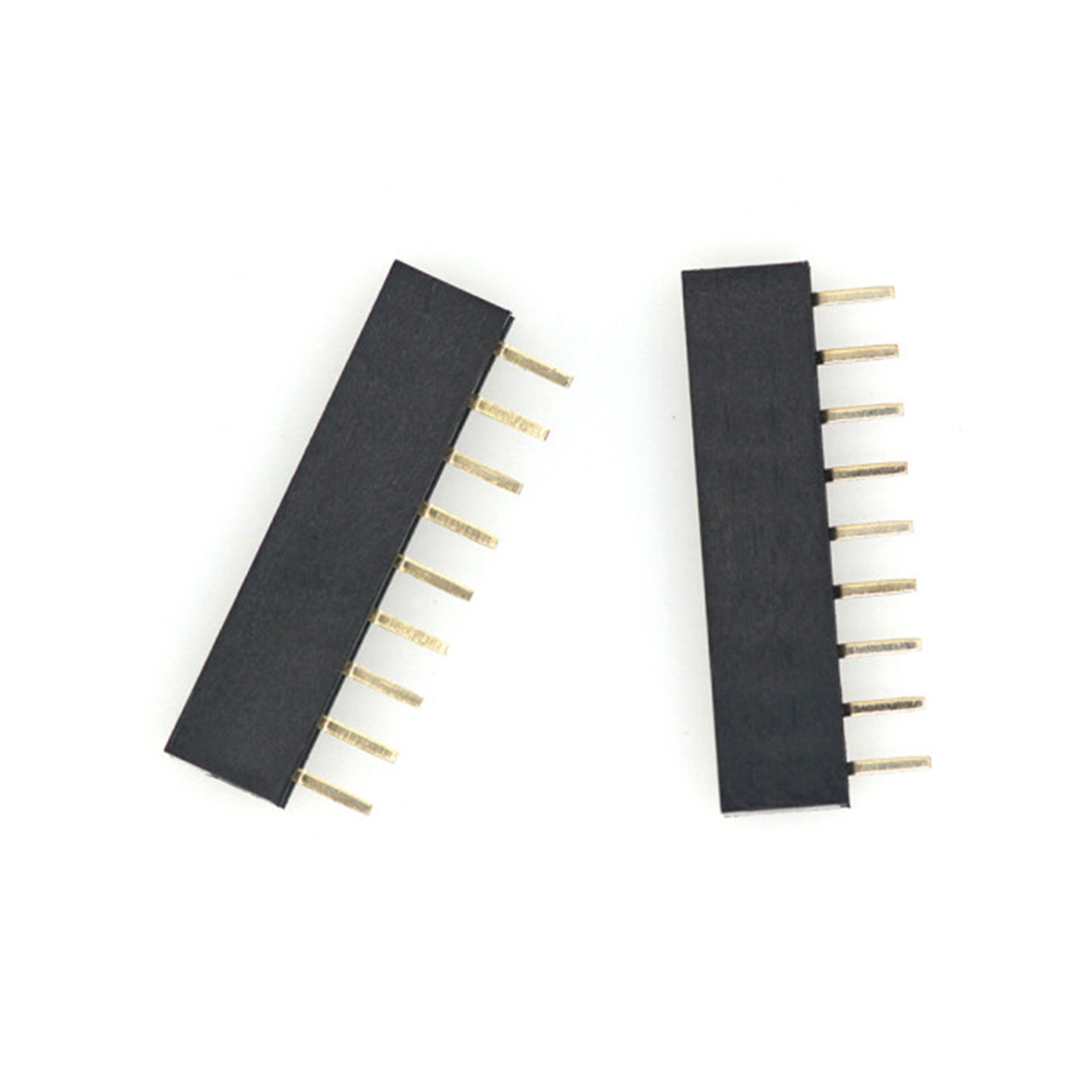 Pitch 2.54mm 180° 单排 DIP Y型排母 H5.7W2.5 PC:3.1 08Pin 黑色 镀全金G/F