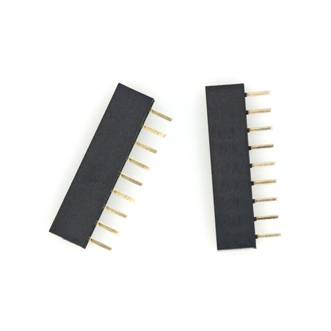 Pitch 2.54mm 180° 单排 DIP Y型排母 H5.7W2.5 PC:3.1 09Pin 黑色 镀全金G/F
