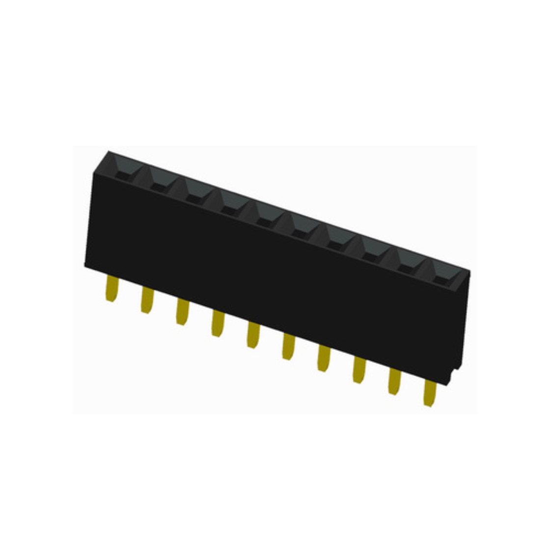 Pitch 2.54mm 180° 单排 DIP Y型排母 H5.7W2.5 PC:3.1 10Pin 黑色 镀全金G/F