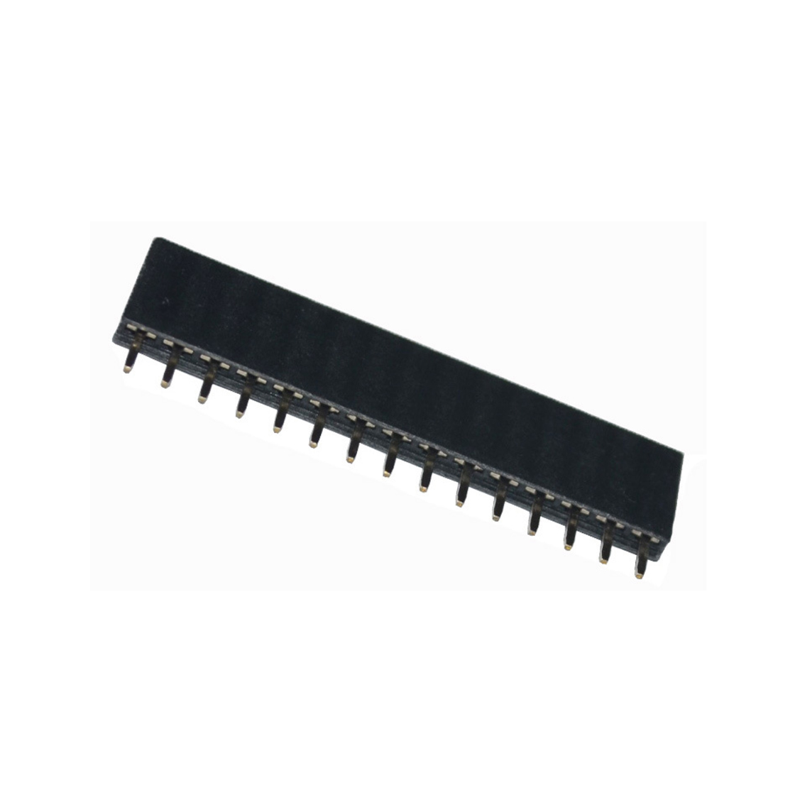 Pitch 2.54mm 180° 单排 DIP Y型排母 H5.7W2.5 PC:3.1 15Pin 黑色 镀全金G/F