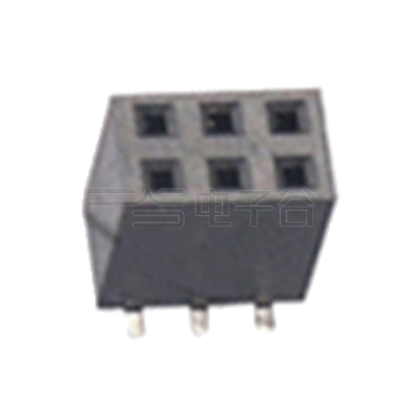 Pitch 2.54mm 180°双排 SMT U型排母2X03Pin 黑色 镀全金G/F