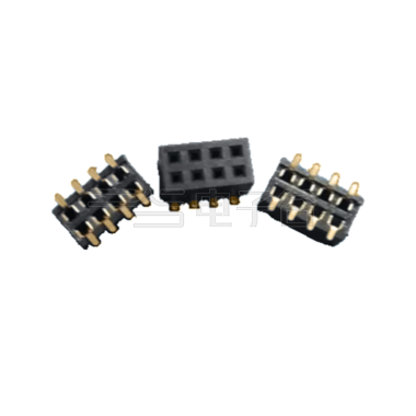 Pitch 2.54mm 180°双排 SMT U型排母2X04Pin 黑色 镀全金G/F