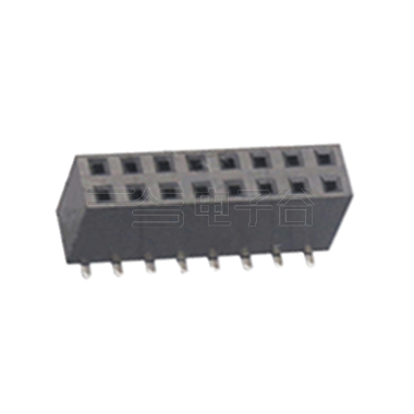 Pitch 2.54mm 180°双排 SMT U型排母2X08Pin 黑色 镀全金G/F