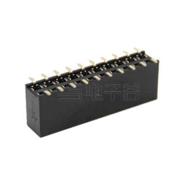 Pitch 2.54mm 180°双排 SMT U型排母2X10Pin 黑色 镀全金G/F