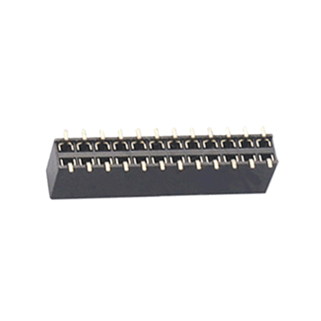 Pitch 2.54mm 180°双排 SMT U型排母2X12Pin 黑色 镀全金G/F