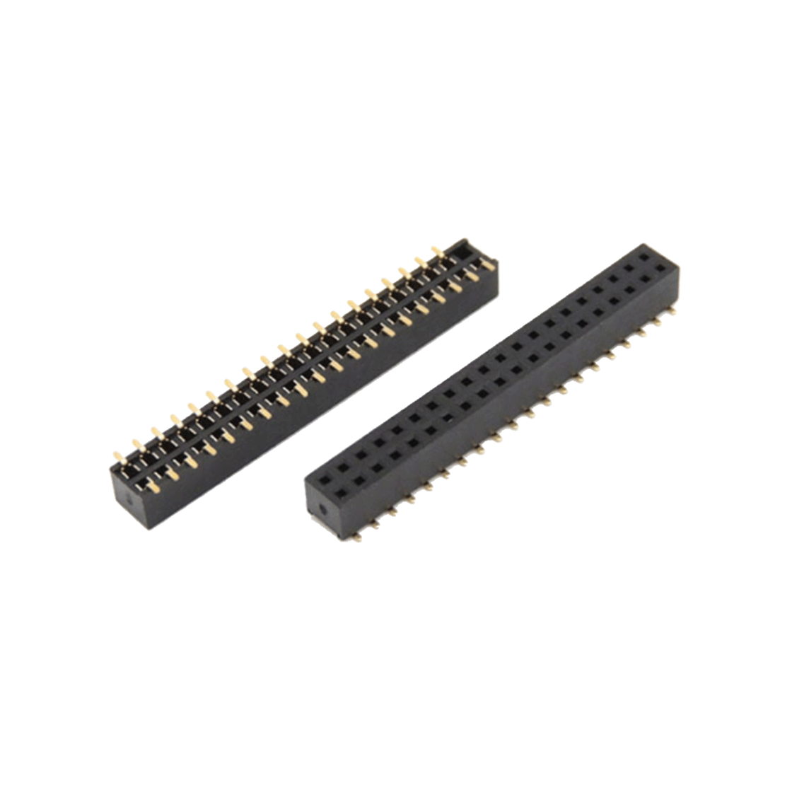 Pitch 2.54mm 180°双排 SMT U型排母2X20Pin 黑色 镀全金G/F
