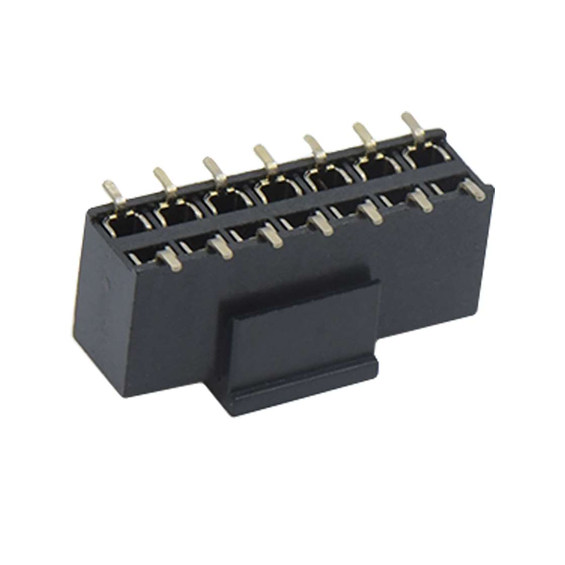 Pitch 2.54mm 180° 双排 SMT U型排母2X07Pin 黑色 镀全金G/F