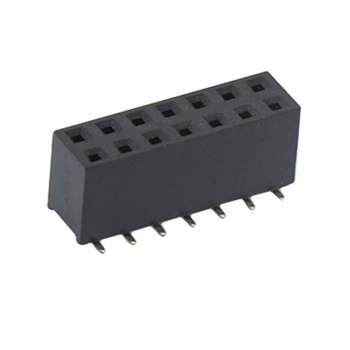 Pitch 2.54mm 180° 双排 SMT U型排母2X07Pin 黑色 镀全金G/F