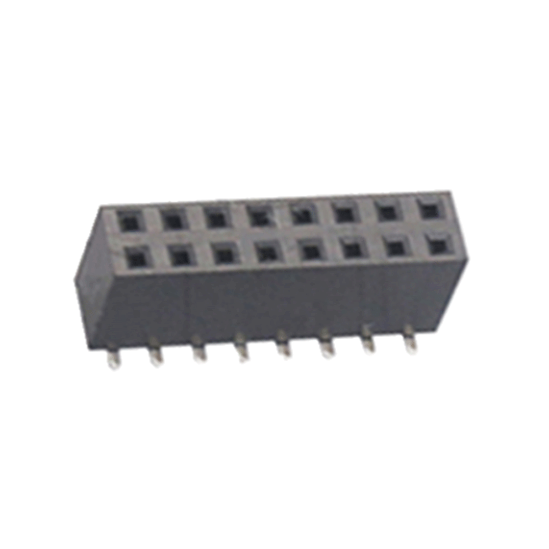 Pitch 2.54mm 180° 双排 SMT U型排母2X08Pin 黑色 镀全金G/F