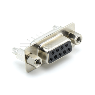 D-SUB DP 9Pin 母头 180°DIP 黑色 前铆4.8螺母,后铆6.0鱼叉